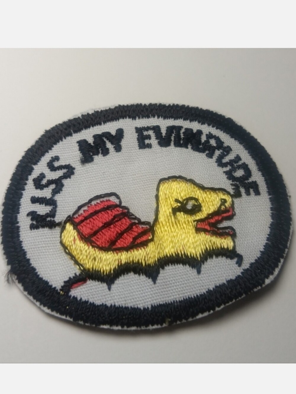 Happily Rude Vintage Outboard Motor Boating Patch " Kiss My Evinrude"  Applique